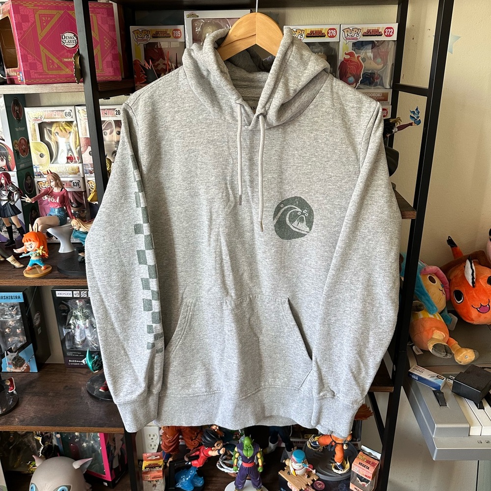 Quiksilver Hoodie Men’s Small Gray Surf Logo Graphic Pullover Sweatshirt